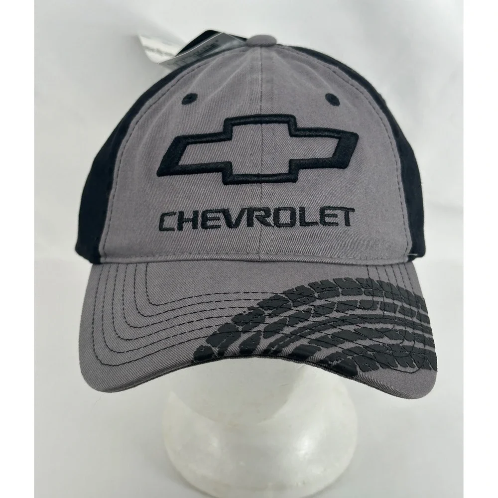 Chevrolet Baseball Cap Mens OSFM Grey Black GM Licensed Tire Tread Logo Hat